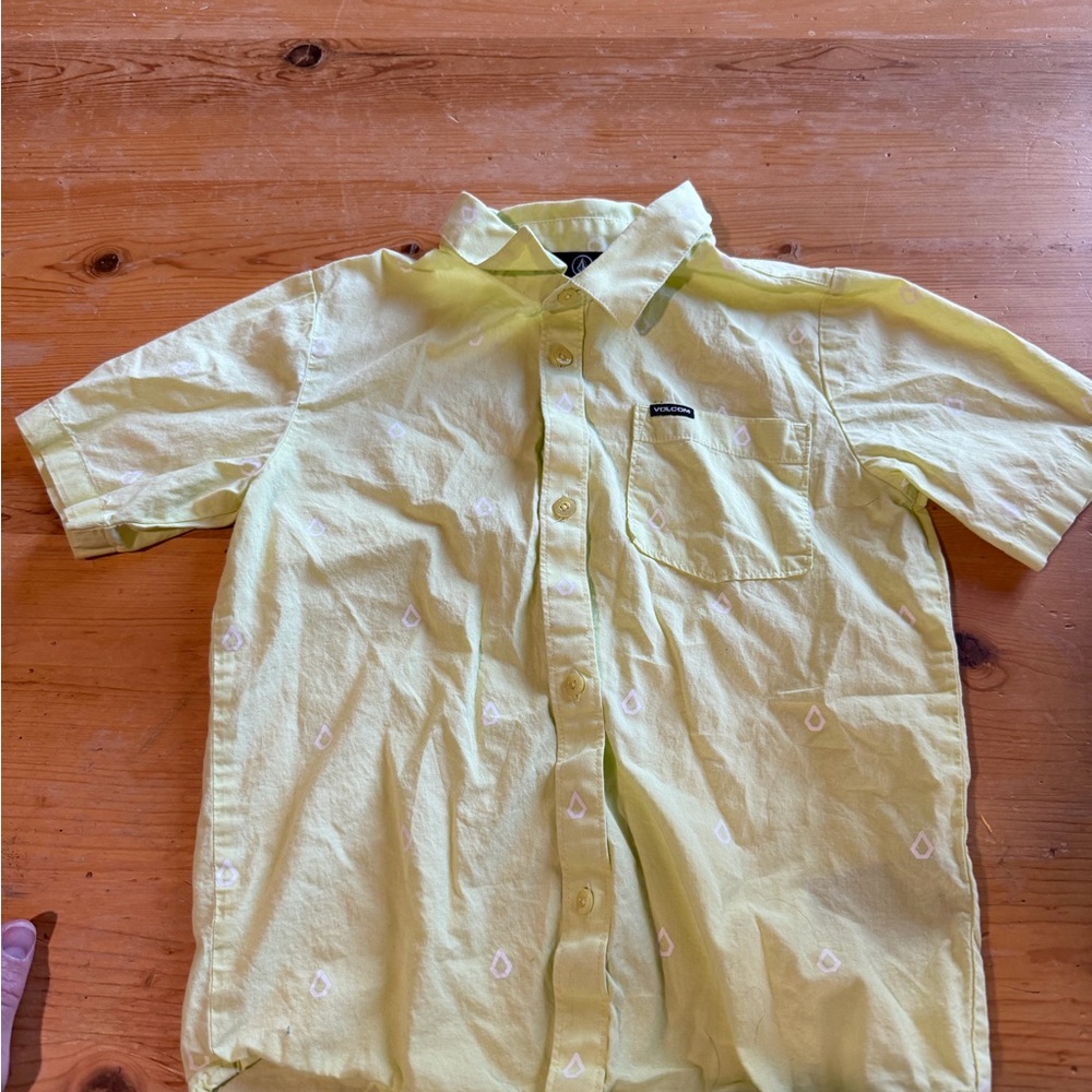 Volcom Light Yellow Casual Button Down Shirt